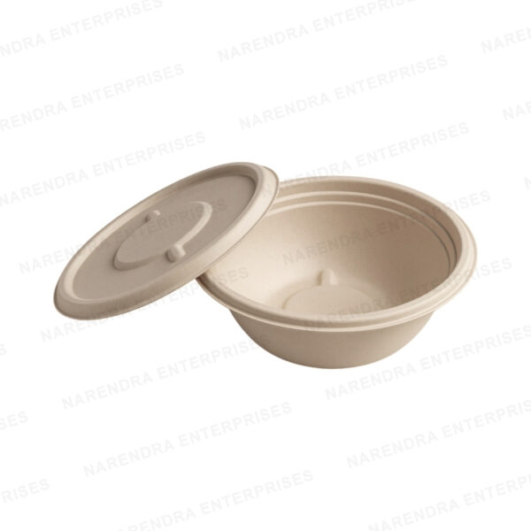 1000ml bagasse anti leak bowl with lid b