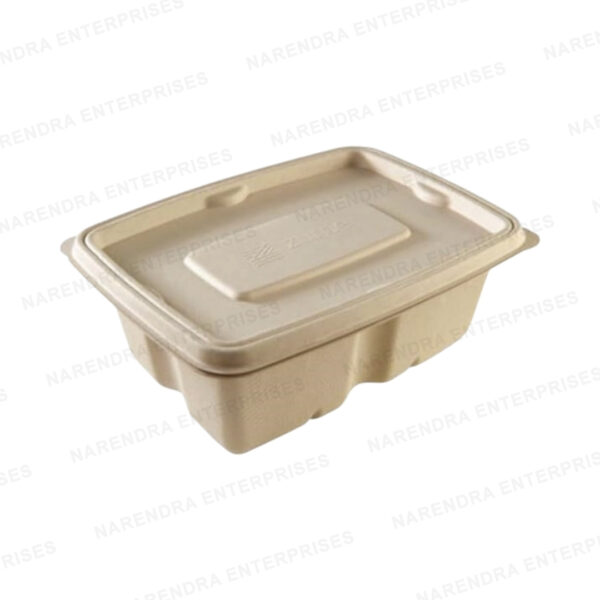 1000ml bagasse anti leak rectangle container with lid a