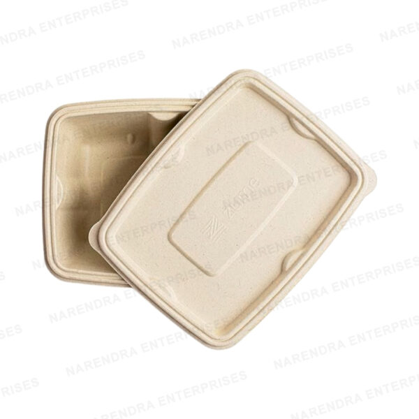 1000ml bagasse anti leak rectangle container with lid b