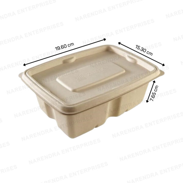 1000ml bagasse anti leak rectangle container with lid d