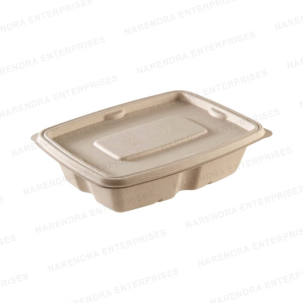 500ml bagasse anti leak rectangle container with lid a