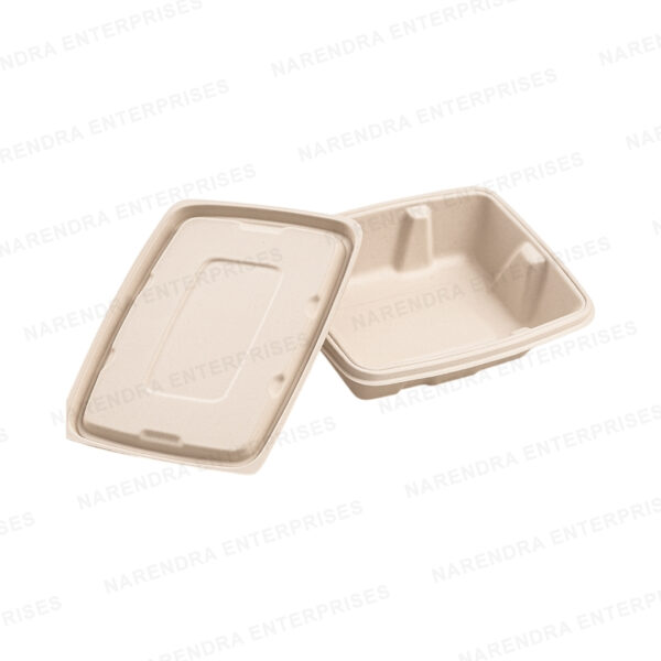 500ml bagasse anti leak rectangle container with lid c