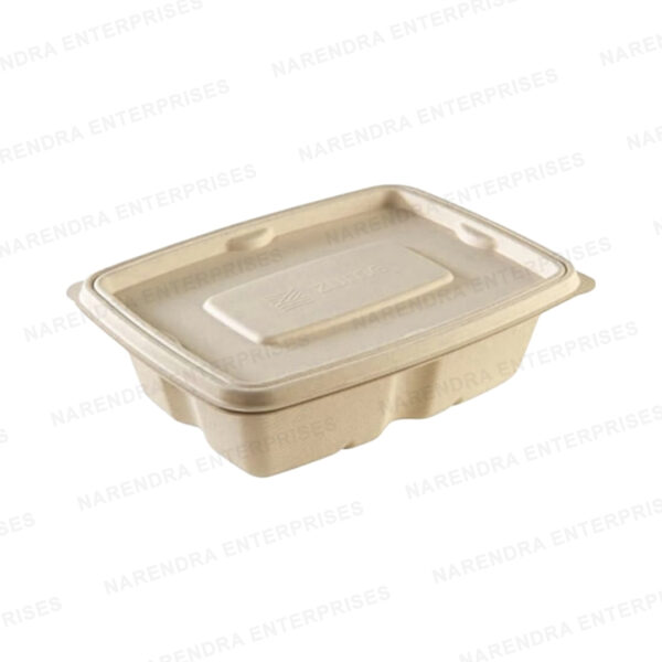650ml bagasse anti leak rectangle container with lid a