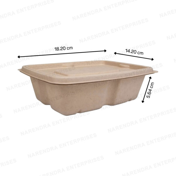 650ml bagasse anti leak rectangle container with lid d