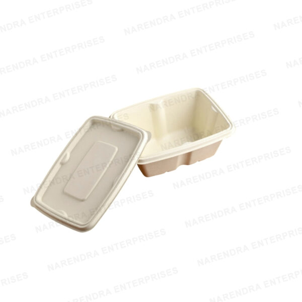 750ml bagasse anti leak rectangle container with lid b