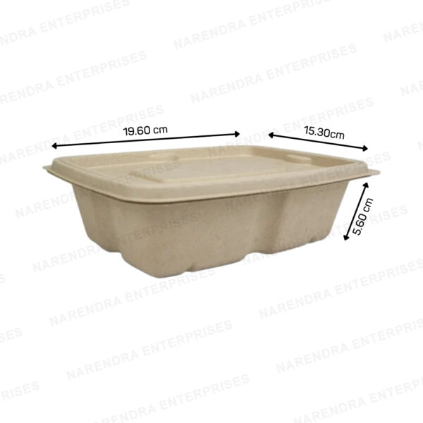 750ml bagasse anti leak rectangle container with lid d