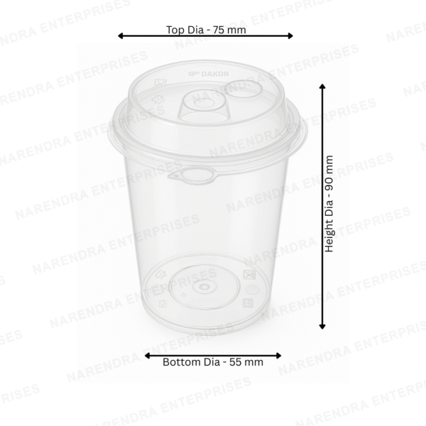 250 ML Plastic Glass With Lid - Image 2