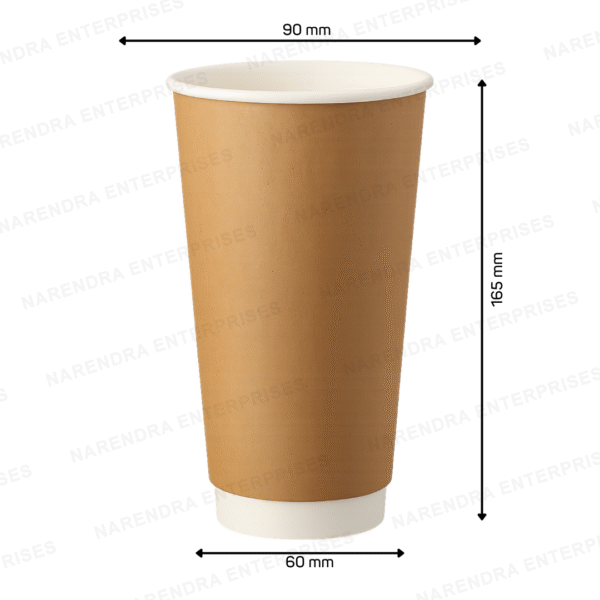 600 ML Double Wall Kraft Paper Glass - Image 2