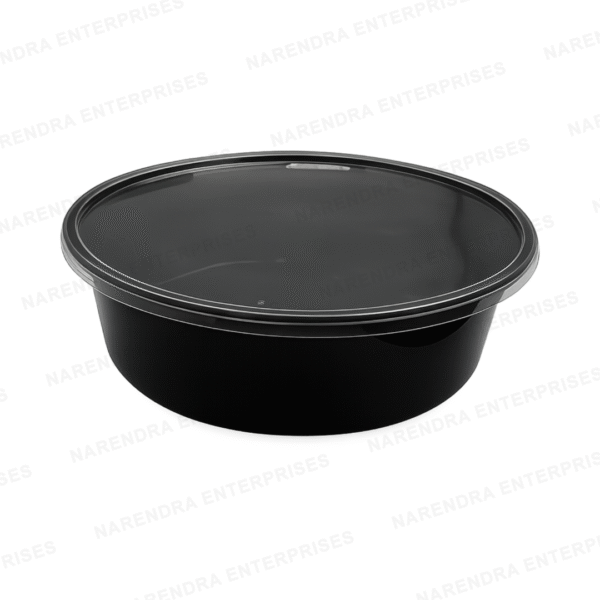 600 ML Round Flat Dev Plastic Container - Image 1
