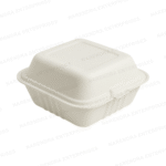 6 x 6 Bagasse Clamshell Bento Box