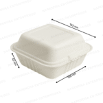 6 x 6 Bagasse Clamshell Bento Box - Image 4