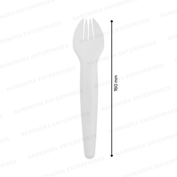 160 MM White Paper Spork - Image 2